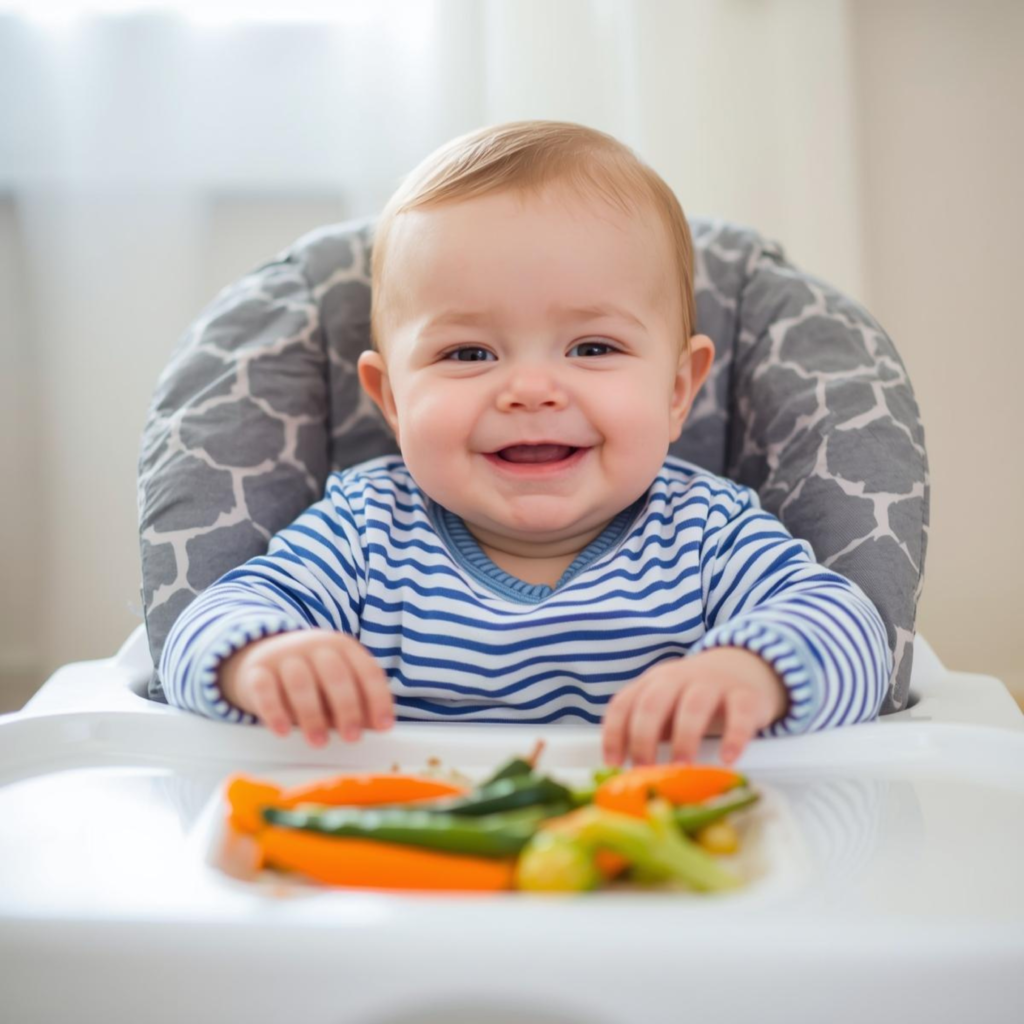 Baby freut sich auf das Gemüse