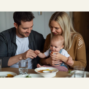 Eltern mit Baby beim Beikoststart